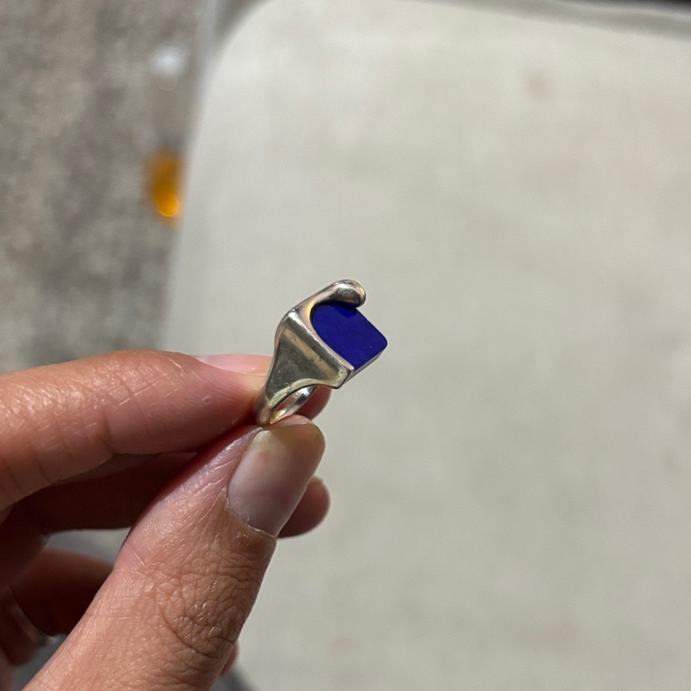 Tiffany & Co. Silver Ring with Blue Accent